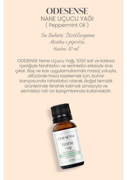 Tıbbi Nane Yağı 10 ml Doğal ve Saf İçerik (Menthae Piperitae) Bez Kese Ambalajlı fiyatları