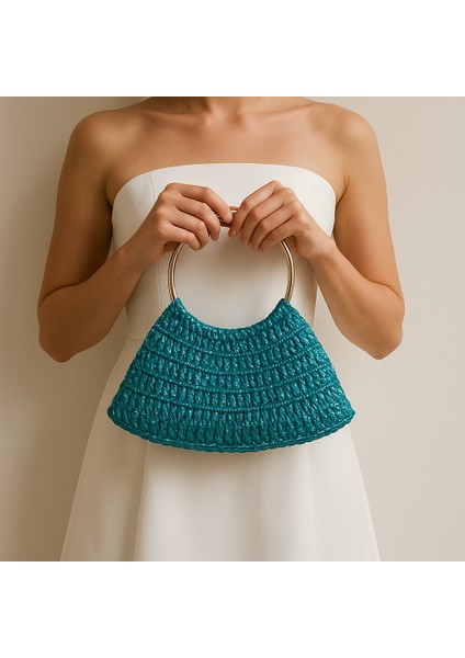 Metalik Rafya Şık Çanta, Gece, Gündüz, Düğün, Nişan, Davetlerde Veya Günlük Şık Kullanımlı fırsatları