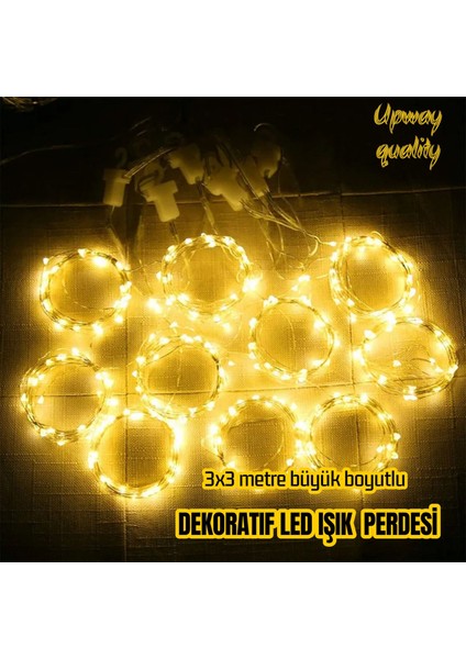 3x3 Metre Kumandalı 8 Modlu Askılı USB 300 LED Işıklı Perde Gün Işığı modelleri