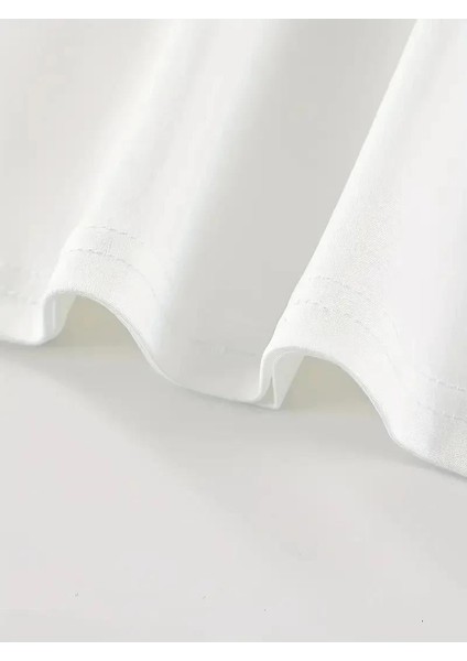 20/1 Penye Compack Baskılı Oversize Kısa Kol Bisiklet Yaka T-Shirt - Beyaz fırsatları