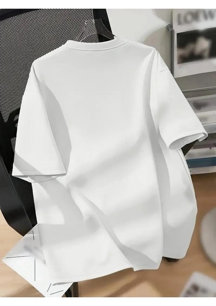 20/1 Penye Compack Ayı Baskılı Oversize Bisiklet Yaka Kısa Kol T-Shirt - Beyaz fiyatları