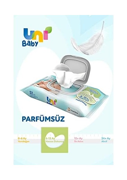 Uni Baby Hassas Dokunuş Islak Mendil 12*52 Yaprak fiyatları