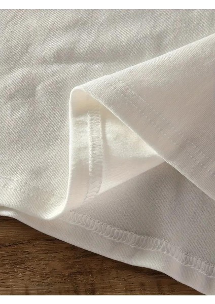 20/1 Penye Compack Baskılı Oversize Bisiklet Yaka Kısa Kol Yazlık T-Shirt - Beyaz indirimleri