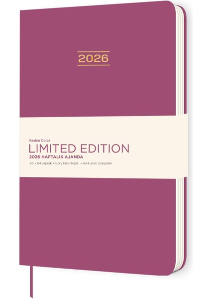 Keskin 2026-A5 Ciltli Limited Edition Haftalık Ajanda - Pembe