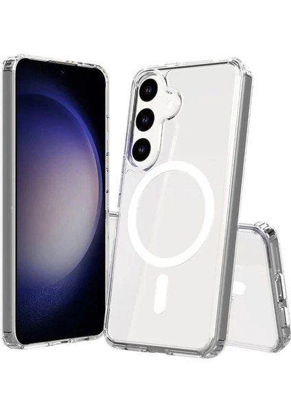 Newface Samsung Galaxy S24 Kılıf Magneticsafe Şeffaf Silikon - Şeffaf