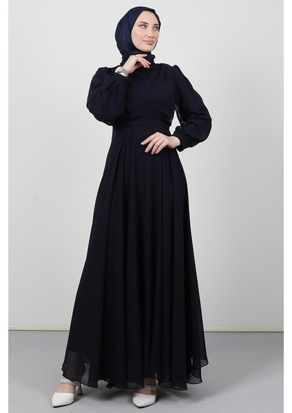 Önü Çapraz Şifon Elbise Lacivert fiyatları