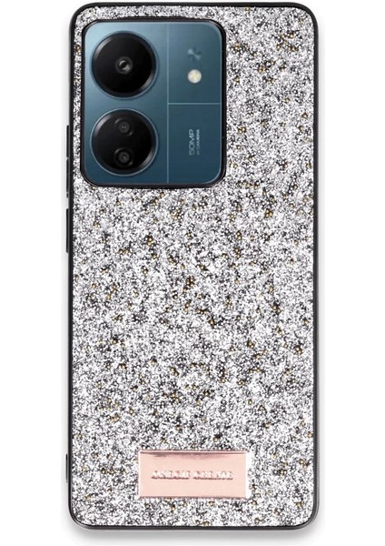 Onegif Xiaomi Redmi 13C Bright Simli Kapak - Gümüş