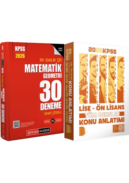 2026 Kpss Lise Ön Lisans Tüm Dersler Konu - 2026 Kpss Matematik 30 Deneme Çözümlü