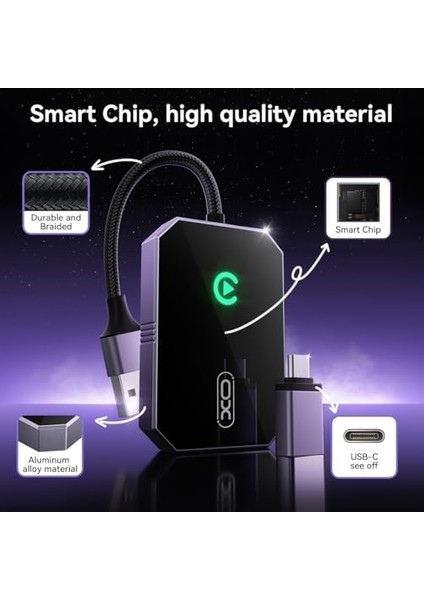 Xo Is Beauty CZ016 Kablosuz Carplay Adaptörü, 6 ve Ile Üzeri Uyumlu, USB Bağlantılı, Wi-Fi + Bluetooth, Sesle Kontrol, 2.4 Ghz, USB ve Type-C Giriş, Siyah modelleri