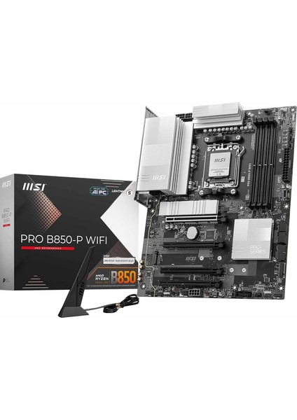 Msı Pro B850-P Wıfı Anakart, Atx - Amd Ryzen 9000/8000 / 7000 Işlemcileri, Am5 - Ddr5 Bellek Arttırmayı (8200+ Mt/s Oc), Pcıe 5.0 X16 ve 4.0 X16, M.2 Gen5, Wi-Fi 7, 5g Lan'ı Destekler