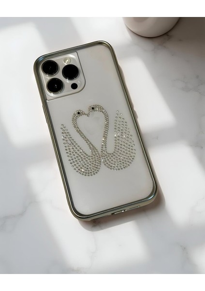 Iphone Uyumlu Lux Sert Şeffaf Taşlı Kılıf