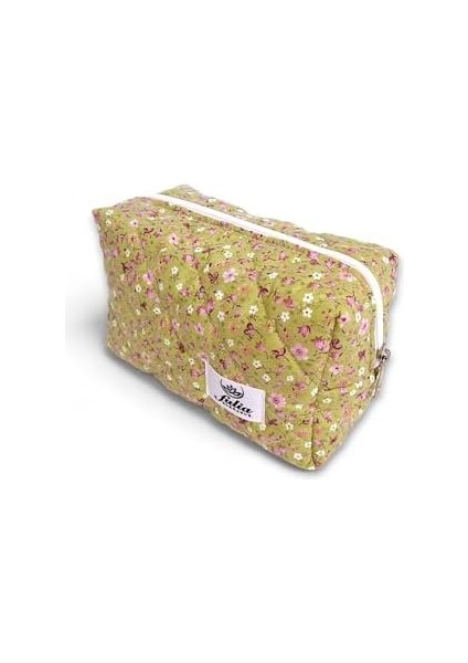 Makyaj Çantası | Makeup Bag | Kapitone Bakım Seyahat Kozmetik Çantası (Yeşil) modelleri