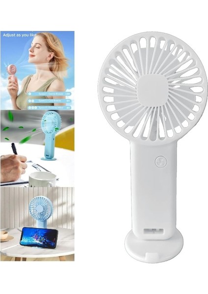 Mini Fan,telefon Tutucu,portatif El Vantilatörü Beyaz 9,3X19CM