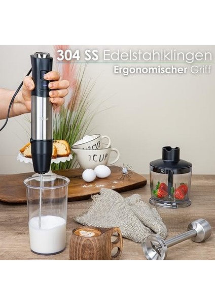 1 Arada 1 Arada 1200 W Daldırma Mikseri, Doğrayıcı, Çırpıcı, Süt Köpürtücü, Güçlü Dozaj Bardağı, 12 Vitesli Turbo Kıyma Makinesi En Sert Malzemeleri Karıştırmak Için modelleri