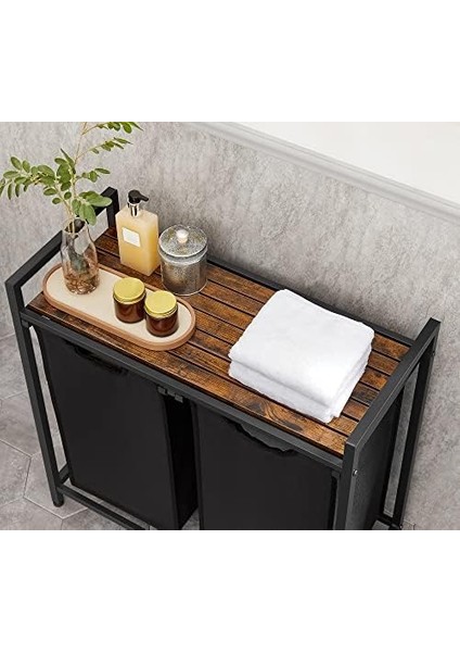 2 Bölmeli Çamaşır Sepeti, Raflı Çamaşır Sepeti, Çamaşır Kutusu, Kumaş, Metal Çerçeve, /siyah modelleri