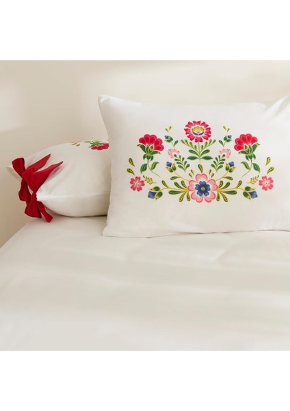 %100 Pamuk 2'li Yastık Kılıfı Pudra