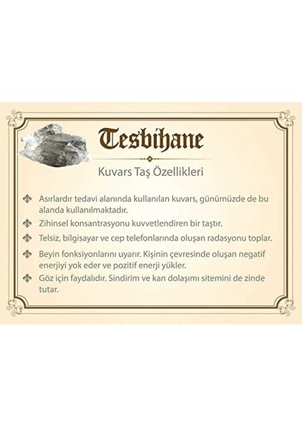 (Tesbihane) 1000 Ayar Gümüş Kazaz Püsküllü Küre Kesim Kuvars Doğaltaş Tesbih