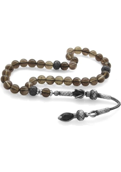 (Tesbihane) 1000 Ayar Gümüş Kazaz Püsküllü Küre Kesim Kuvars Doğaltaş Tesbih fiyatları