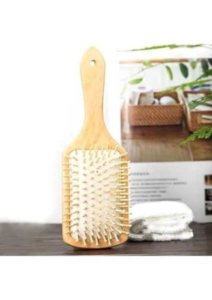 Busstier Bambu Uçlu Ahşap Saç Fırçası Doğal ve Antistatik Tarak
