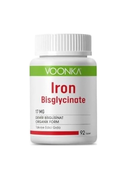 Voonka Iron Bisglycinate Takviye Edici Gıda 90 Table