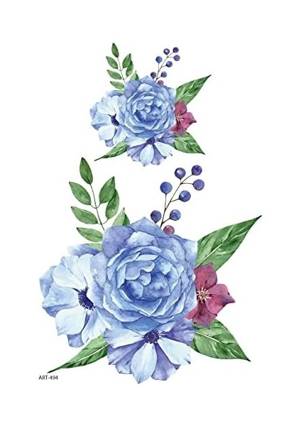 Artikel Mavi Güller Geçici Dövme,geçici Tattoo,vücut Dövme,kol Bilek Dövme,boyun Dövme,sırt Dövme