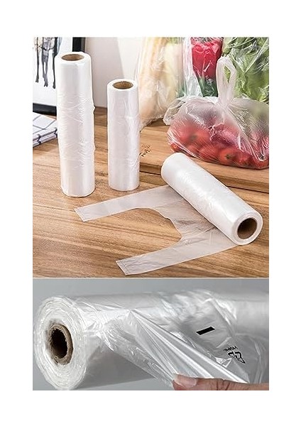 Arma Rulo Şeffaf Market Poşet Torba - Hışır Atlet Poşet -Küçük Boy - 200 Adetlik 3 Rulo modelleri