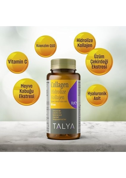 Talya Hidrolize Kollajen Içeren Takviye Edici Gıda - Destek Takviyesi - Saç, Cilt ve Tırnaklar - 60 Tablet fiyatları