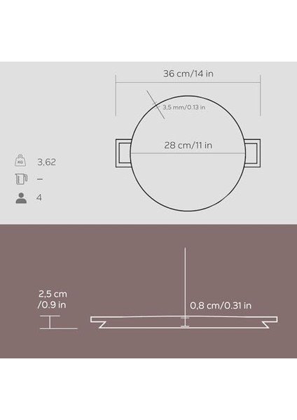 Döküm Yuvarlak Çift Yön Tavası Döküm Demir Yekpare Çift Kulplu ÇAP(Ø)28CM. modelleri