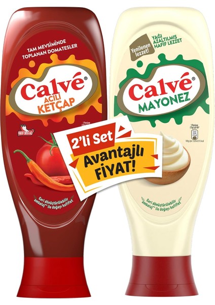Calve Acılı Ketçap+Yağı Azaltılmış Mayonez 2'li Set 1150 G