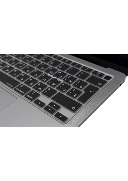 MacBook Klavye Koruyucu Ince Silikon Rusça Sticker Baskılı Uk-Ters L Enter Tipi Air M1 13INÇ A2337,A2179 Id Uyumlu, Kaymaz Yıkanabilir Siyah fiyatları