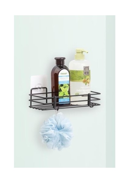 Haus Ömür Boyu Paslanmaz Yapışkanlı Düzenleyici Şampuanlık Duş Rafı Siyah MGS-718 fiyatları