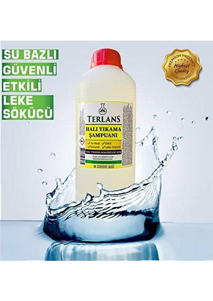 Terlans Parfümlü Halı Yıkama Şampuanı, 1000 ml Makine Için Köpük ve Ph Ayarlı Konsantre Şampuan