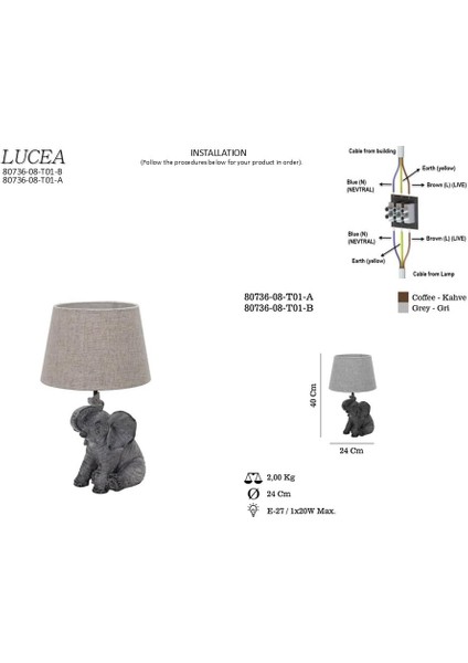 Olvıra 08 Masa Lambası B 1XE27 modelleri