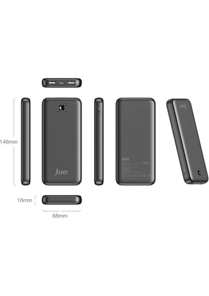 Juo 10000MAH 10.5W Çift Usb-A Çıkışlı Powerbank Taşınabilir Hızlı Şarj Cihazı Siyah modelleri