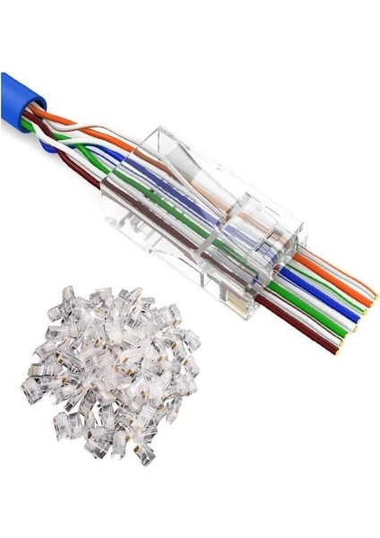 Ez Cat6 Yeni Nesil Delikli Konnektör 100 Adet