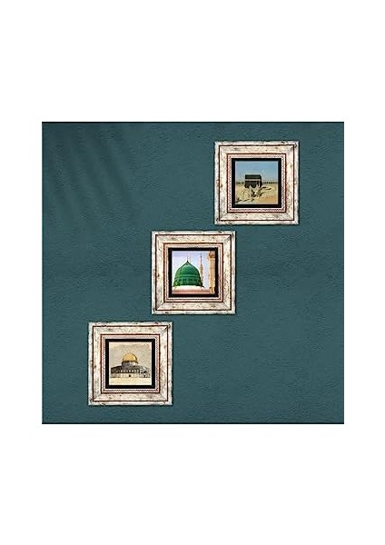 Kabe-I Muazzama, Mescid-I Aksa, Ravza-I Mutahhara Taş Duvar Tablosu - Çerçeveli Taş Tablo - Dekoratif Duvar Sanatı - Modern Ev ve Ofis Duvar Dekoru T3-1894 modelleri