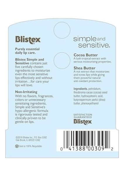 Blistex Sensitive - Hassas Dudaklar Için Besleyici ve Nemlendirici Dudak Bakım Kremi 1 Adet modelleri