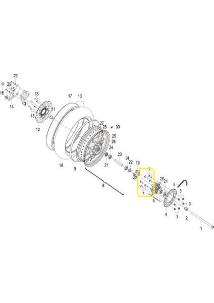 TRK502 Arka Zincir Dişlisi Göbeği Saplamas