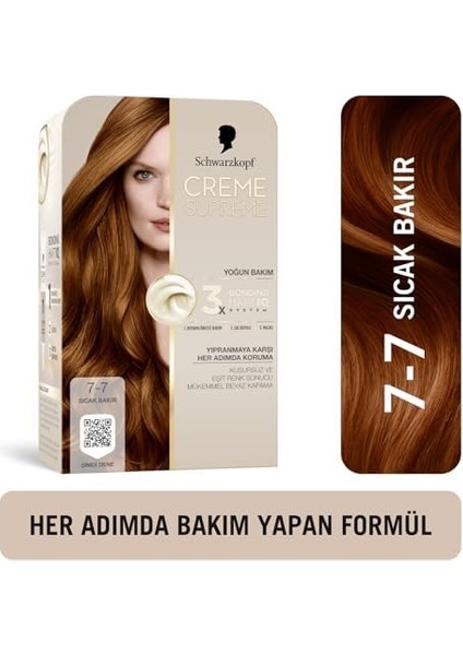 Schwarzkopf Creme Supreme Saç Boyası 7-7 Sıcak Bakır fiyatları