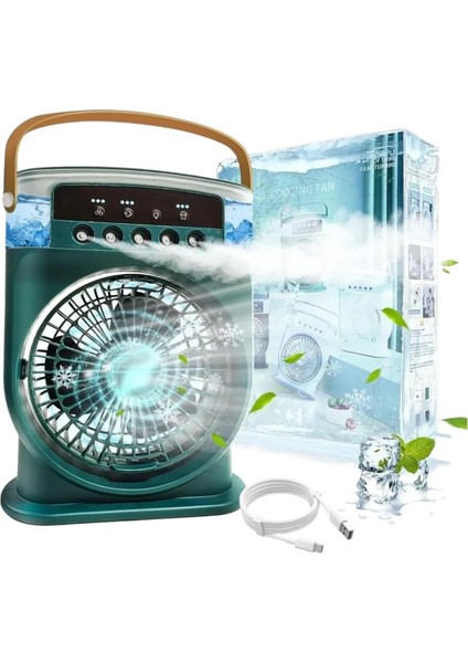 Fanı 3 Hızlı Rüzgarlı Taşınabilir Ac Sessiz Sis Fanı USB Şarj Edilebilir Küçük Taşınabilir Klima 600ML Hava Soğutucu Fanı, 7 Gece Lambalı 1/2/3 H Zamanlayıcı Stili 2, Hava Soğutucu Fanı