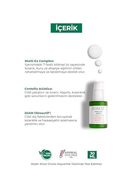 Sinoz Pure Cica Ultra Onarıcı ve Besleyici Bakım Serumu 30 ml modelleri
