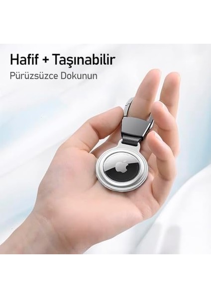 Buff Tagsafe Hooksteel Taşınabilir Anahtarlık Darbeye Dayanıklı Metal Askılı Airtag Kılıf (Gümüş) modelleri