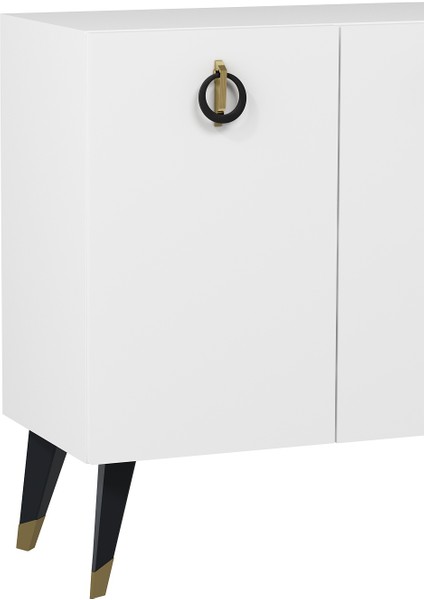 8216-32DD KB150 Konsol, Tv Ünitesi Beyaz-Altın-Siyah fırsatları