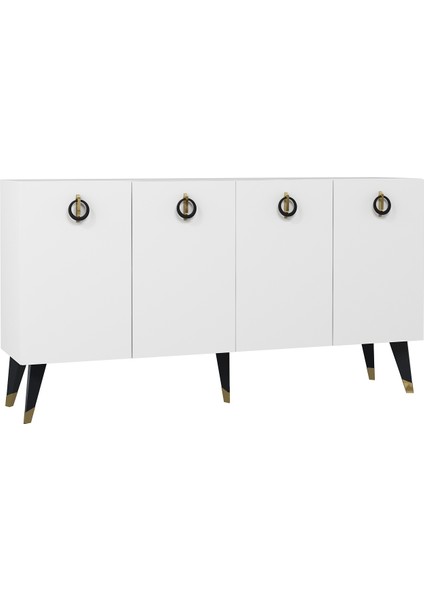 8216-32DD KB150 Konsol, Tv Ünitesi Beyaz-Altın-Siyah