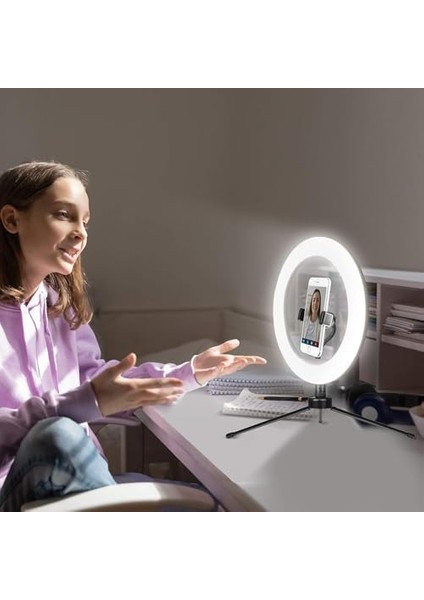 Youtuber Selfie LED Işıklı Masaüstü 10 Inç(26 Cm) Kuaför Makyaj Işığı Tiktok Işığı 9 Farklı Yanma Modu modelleri