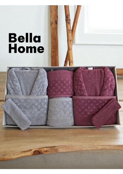 8 Parça Hasır Aile Bornoz Seti - Çeyiz Seti - %100 Pamuk - Orijinal Lüks Kutu modelleri