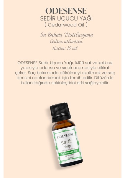 Sedir Uçucu Yağı 10 ml Doğal ve Saf İçerik Damlalıklı Kapaklı Şişe Bez Keseli Ambalaj fiyatları