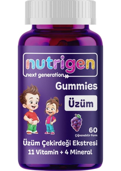 Nutrigen Next Generation Gummies Üzüm Çekirdeği Ekstresi 60 Çiğnenebilir Form