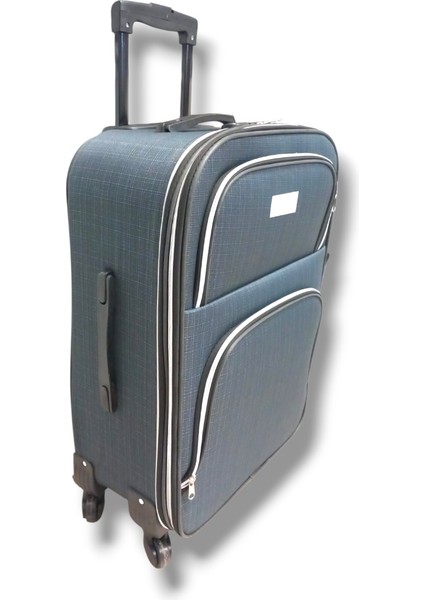 850-26 Havlu Kumaş 2 Teker Ekose Desen Orta Boy Valiz modelleri