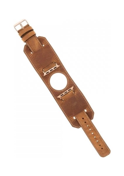 Apple Watch Uyumlu Deri Kordon 42-44-45MM Cuff G19 Taba modelleri